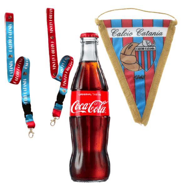 Kit Catania Calcio - Coca-Cola Original Taste Vetro e Gadget Catania Calcio  Coca Cola