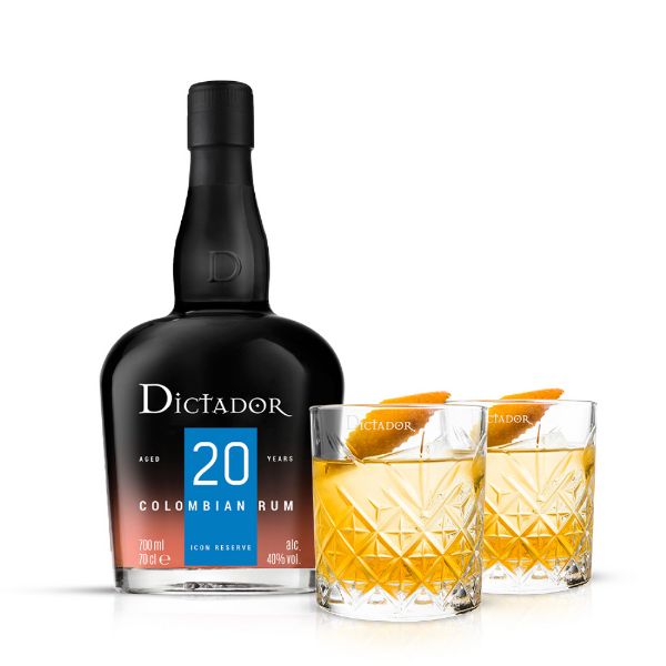 Dictador Rum 20 Years (70 cl) + 2 Bicchieri Rum Omaggio Dictador