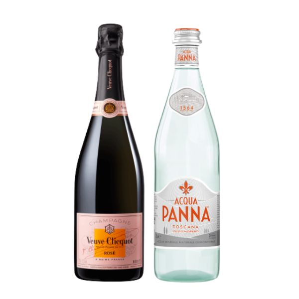 Champagne Brut AOC Veuve Clicquot Rosé con Acqua Panna