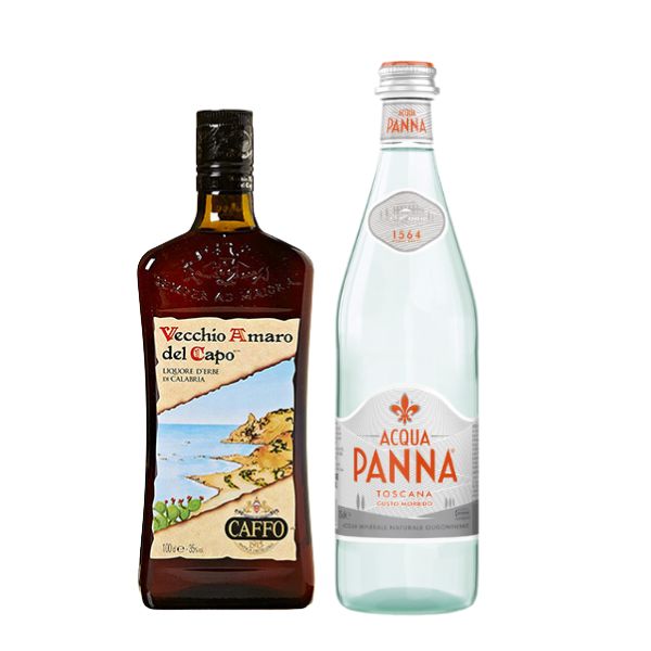 Vecchio Amaro del Capo (70 cl) con Acqua Panna
