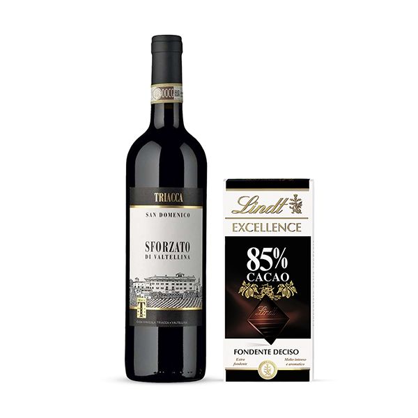 Kit Sforzato di Valtellina DOCG San Domenico 2018 + Cioccolato Fondente EXCELLENCE 85% (100 g)