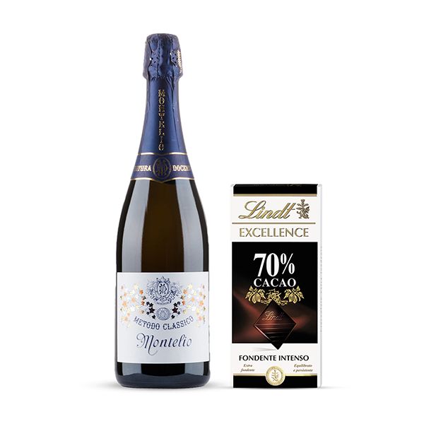 Kit Pinot Nero Oltrepò Pavese DOCG 30 mesi Extra Brut 2019 + Cioccolato Fondente EXCELLENCE 70% (100 g)