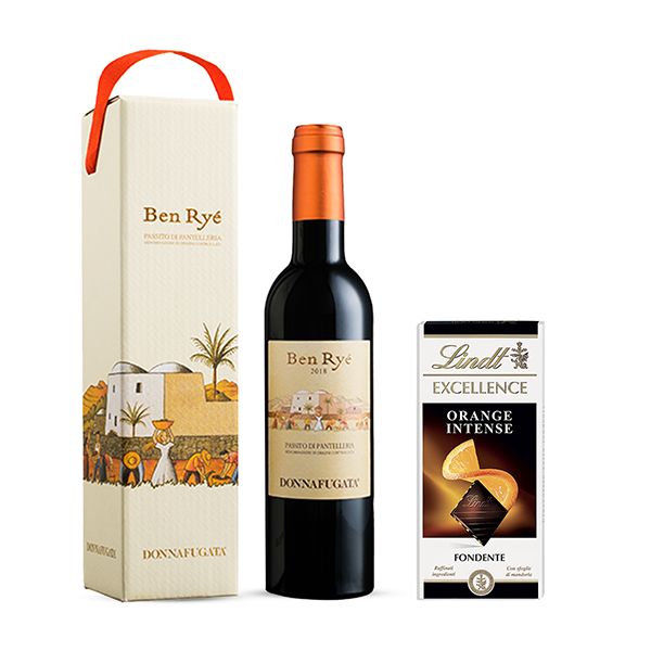 Kit Passito di Pantelleria DOC Ben Ryé 2021 (37,5 cl) Astucciato + Cioccolato Fondente ORANGE INTENSE (100 g)